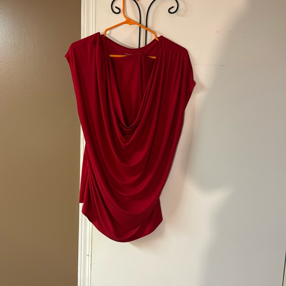 Draped Cowl Neck Women's Top - Burgundy